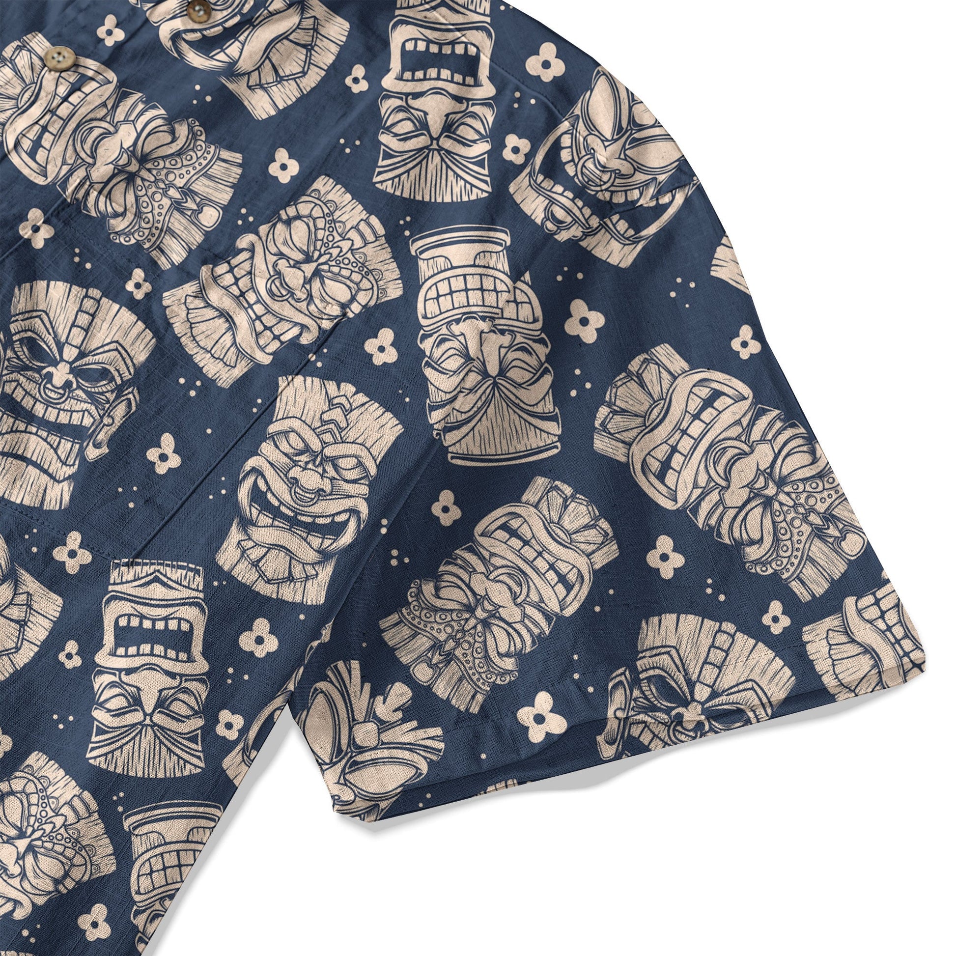 Tribal Tiki Hawaiian Shirt, Tiki Flowers Aloha Hawaii Shirt
