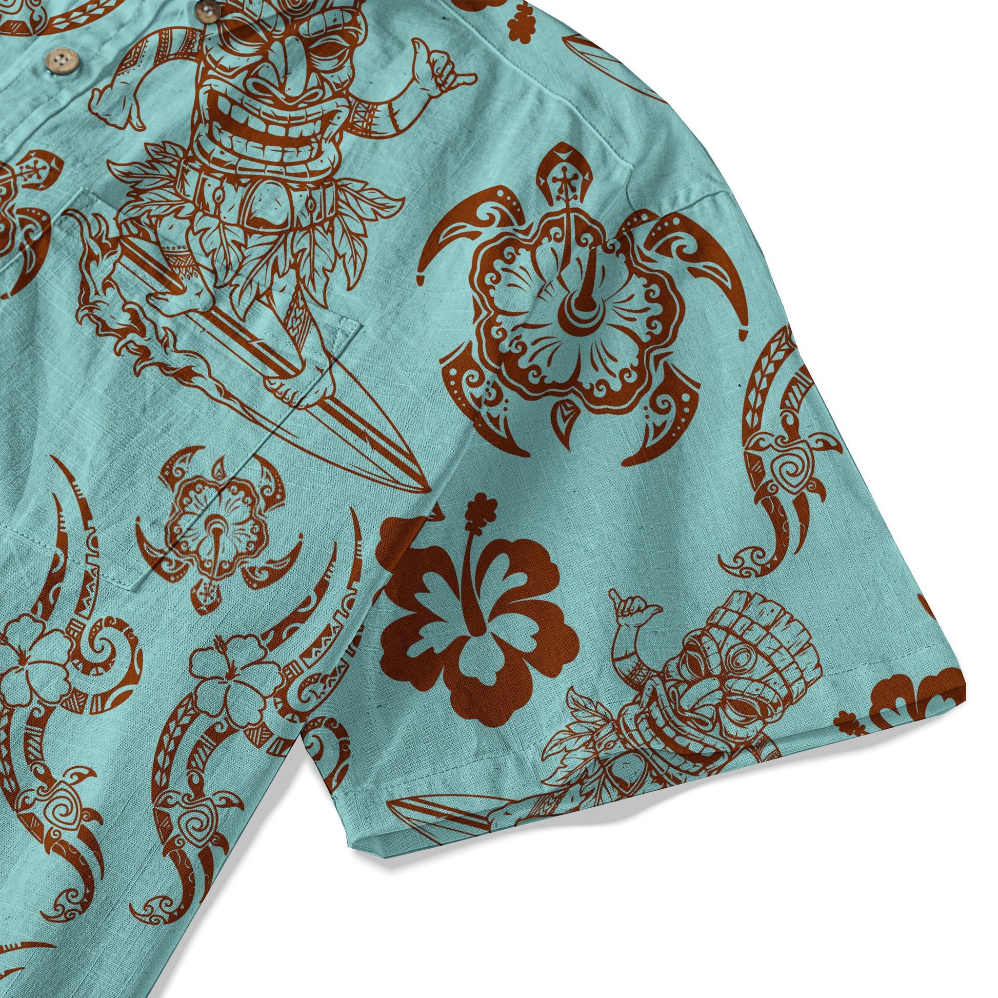 Tribal Tiki Mask Hawaii Shirt, Polynesian Hibiscus Flowers Shirt