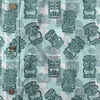 Colorful Tiki Hawaiian Shirt, Tribal Tiki Hibiscus Hawaiian Shirt