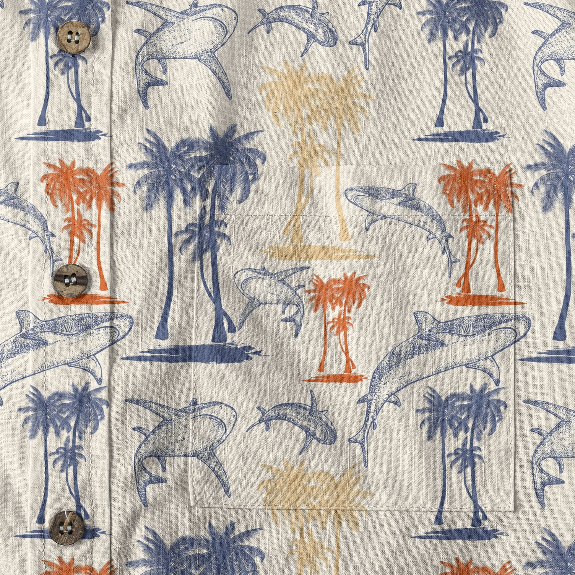 Sharks and Palms Islands Hawaiian Shirt, Ocean Animals Hawaii Shirt