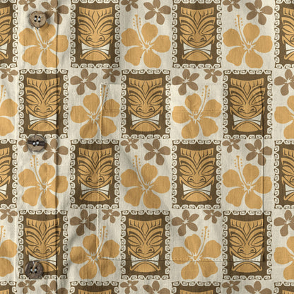Tiki Mask Pattern Hawaiian Shirt, Tribal Tiki Hibiscus Pattern Hawaiian Shirt