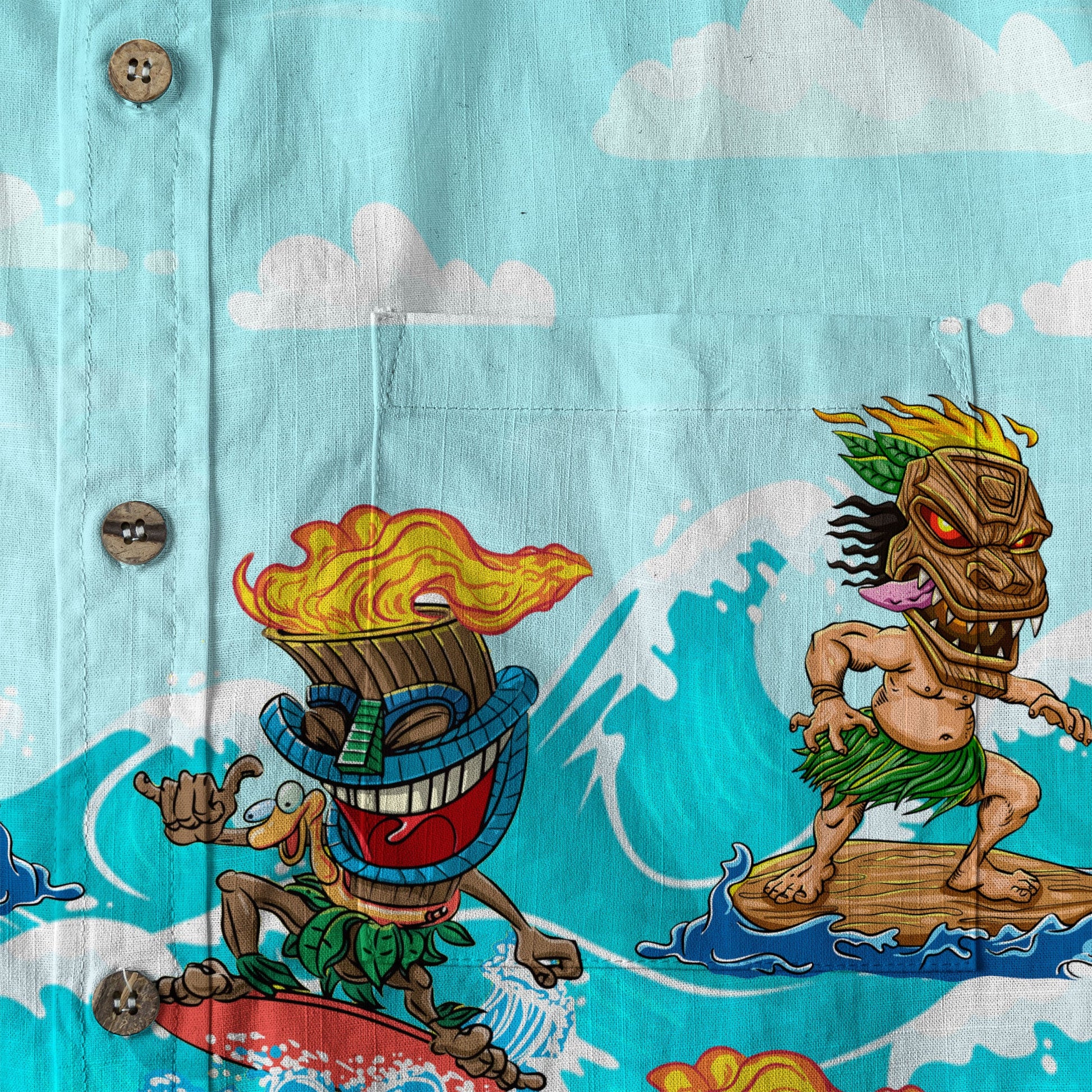 Tiki Mask Aloha Hawaii Shirt, Surfing Tiki Beach Hawaiian Shirt