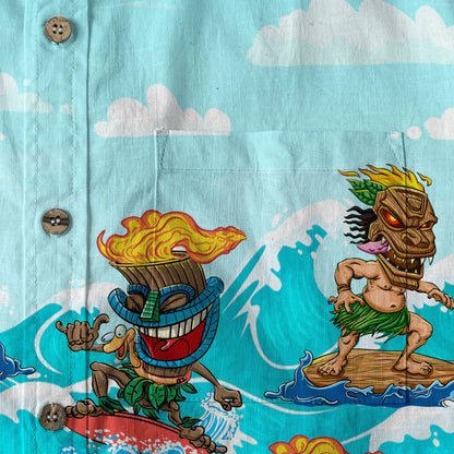 Tiki Mask Aloha Hawaii Shirt, Surfing Tiki Beach Hawaiian Shirt