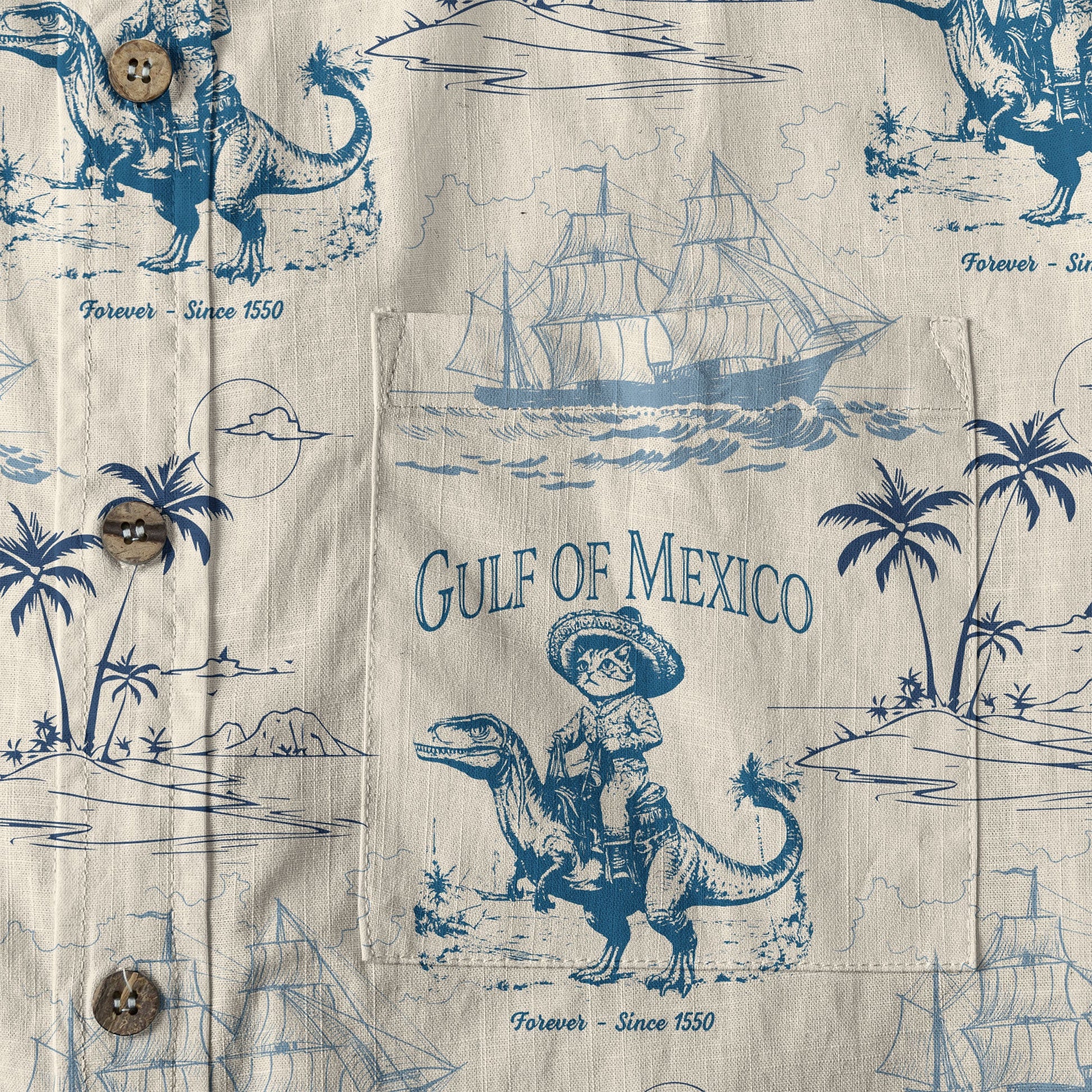 Gulf of Mexico Funny Cat Riding Dinosaurs Shirt