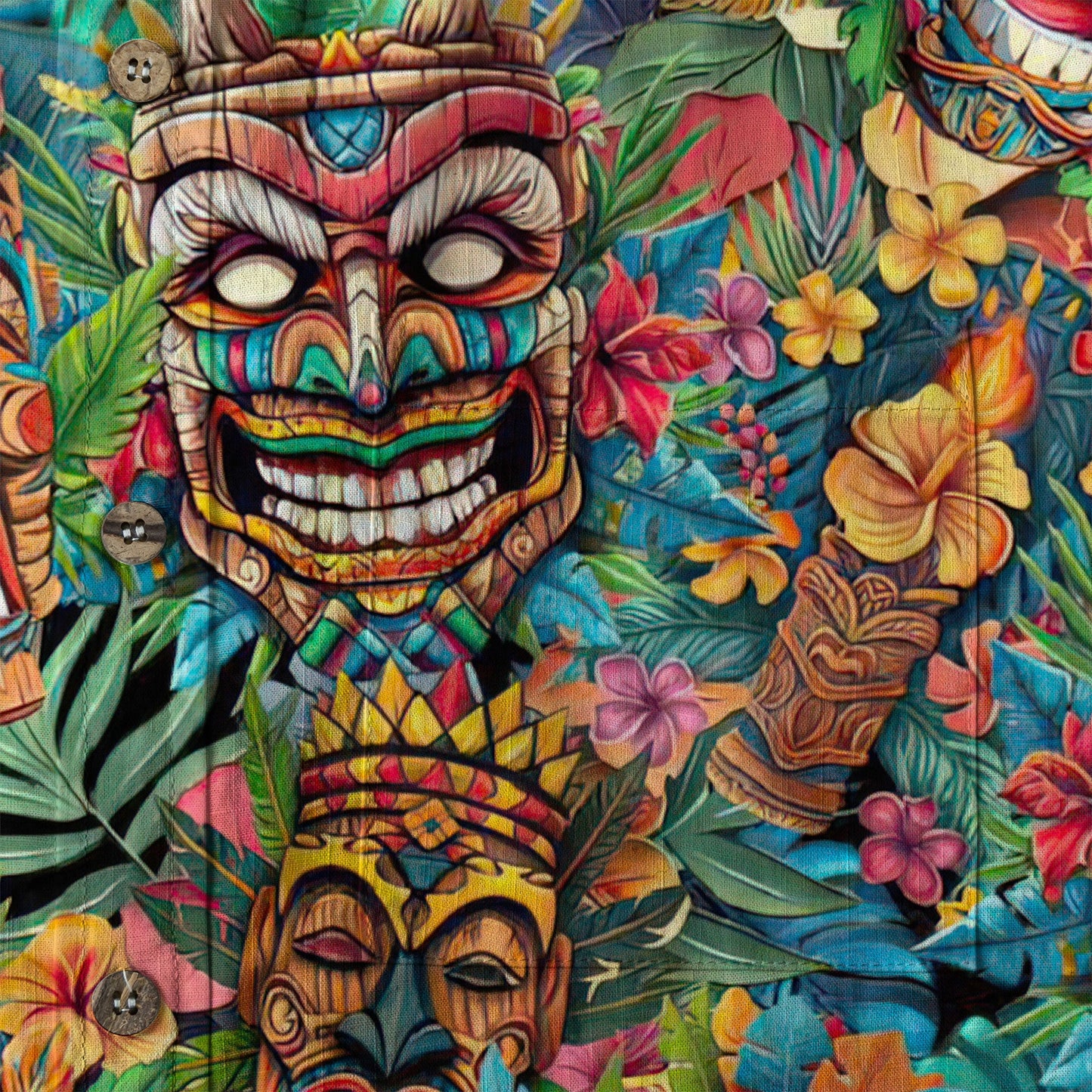 Colorful Tiki Hawaiian Shirt, Summer Vibes Aloha Hawaii Shirt