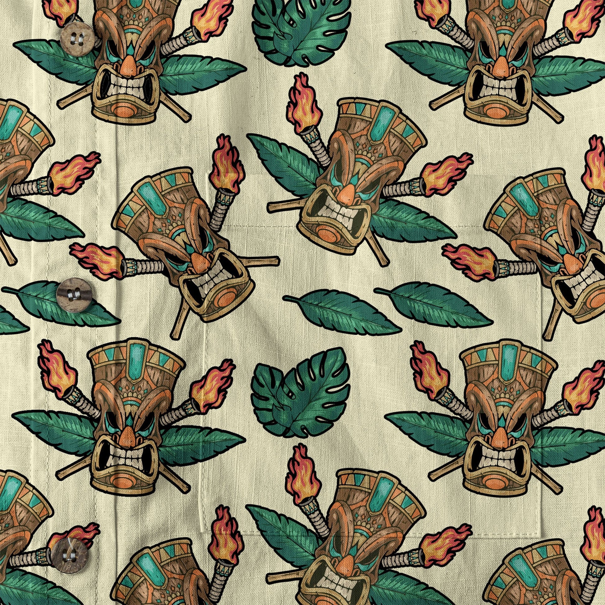 Tribal Tiki Hawaiian Shirt, Tiki Flowers Aloha Hawaii Shirt