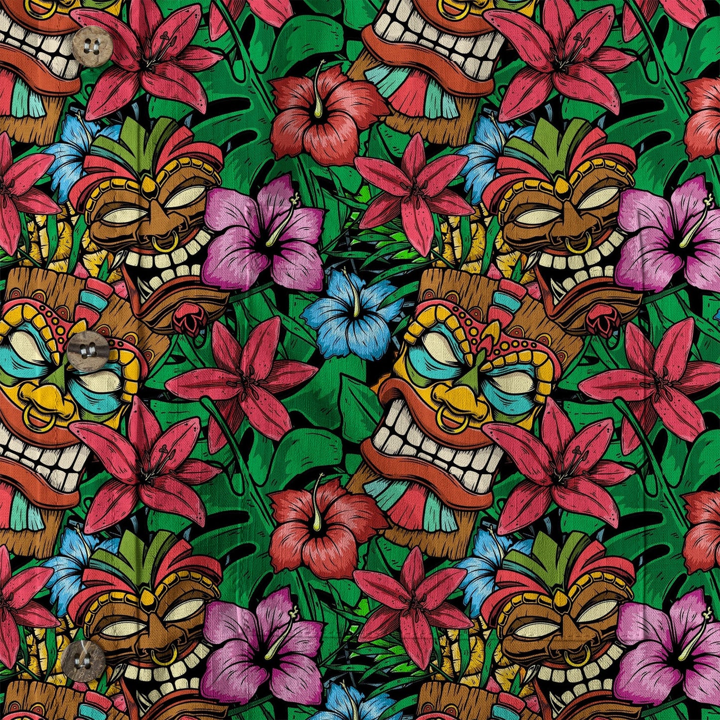 Tiki Hibiscus Flowers Hawaii Shirt