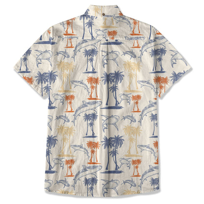 Sharks and Palms Islands Hawaiian Shirt, Ocean Animals Hawaii Shirt