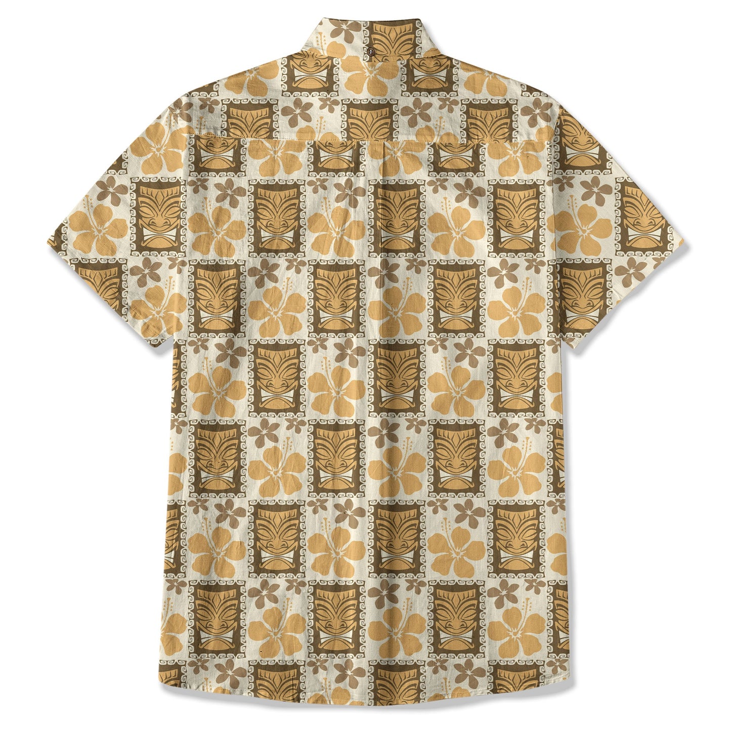 Tiki Mask Pattern Hawaiian Shirt, Tribal Tiki Hibiscus Pattern Hawaiian Shirt