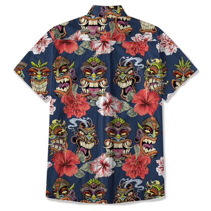 Hawaii Plumeria Lei Hawaiian Shirt, Tiki and Kakau Pattern