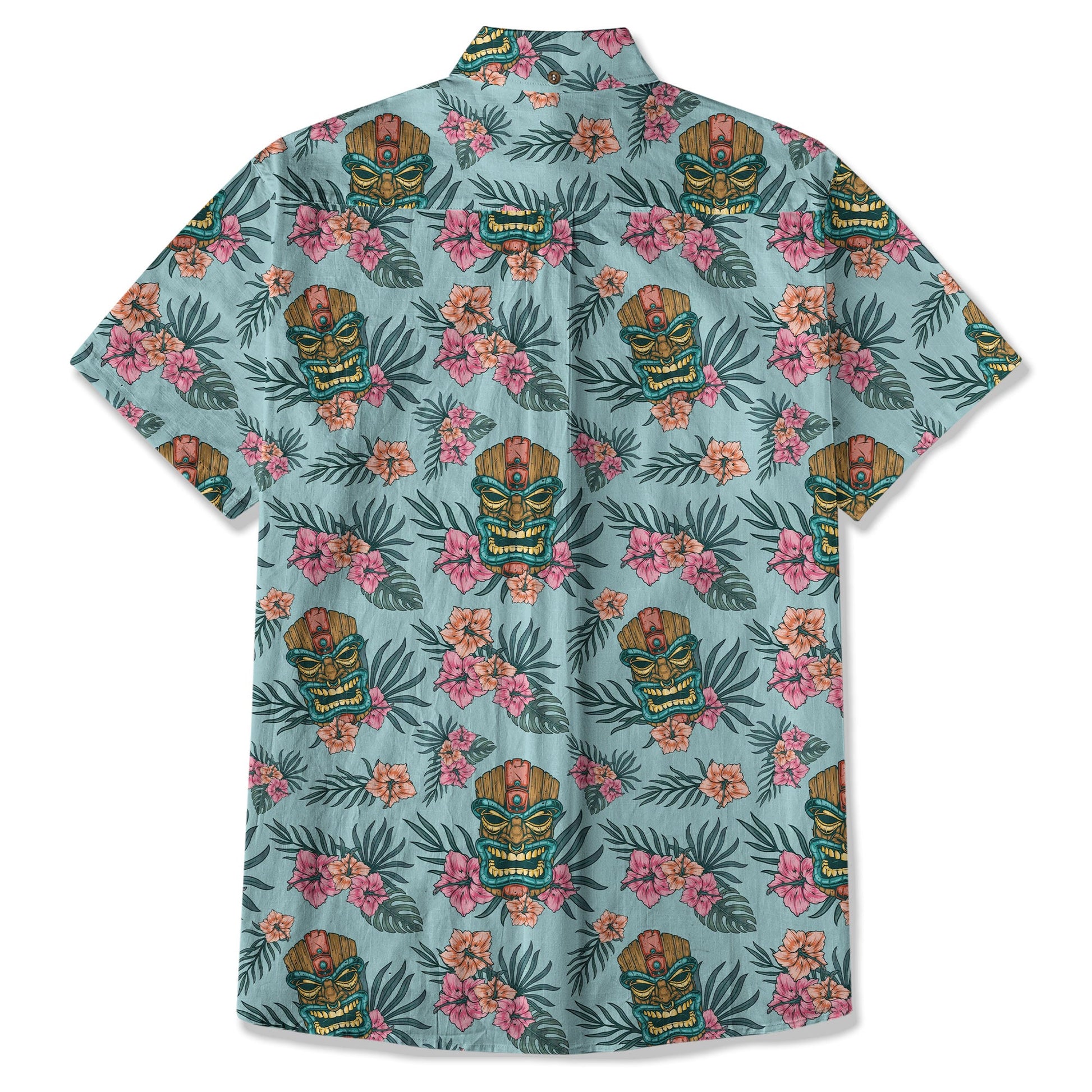 Polynesian Tiki Mask And Hibiscus Flowers Hawaiian Shirt