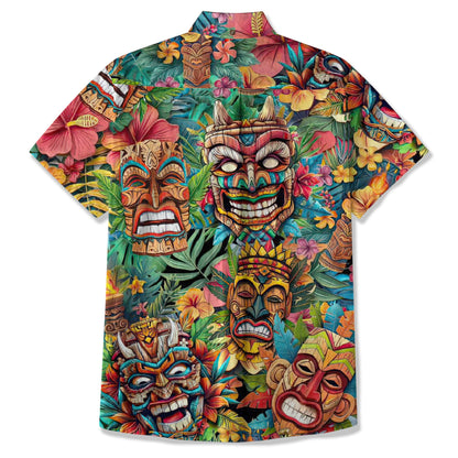 Colorful Tiki Hawaiian Shirt, Summer Vibes Aloha Hawaii Shirt