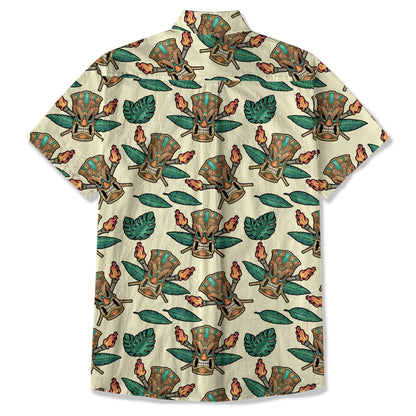 Tribal Tiki Hawaiian Shirt, Tiki Flowers Aloha Hawaii Shirt