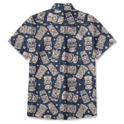 Tribal Tiki Hawaiian Shirt, Tiki Flowers Aloha Hawaii Shirt