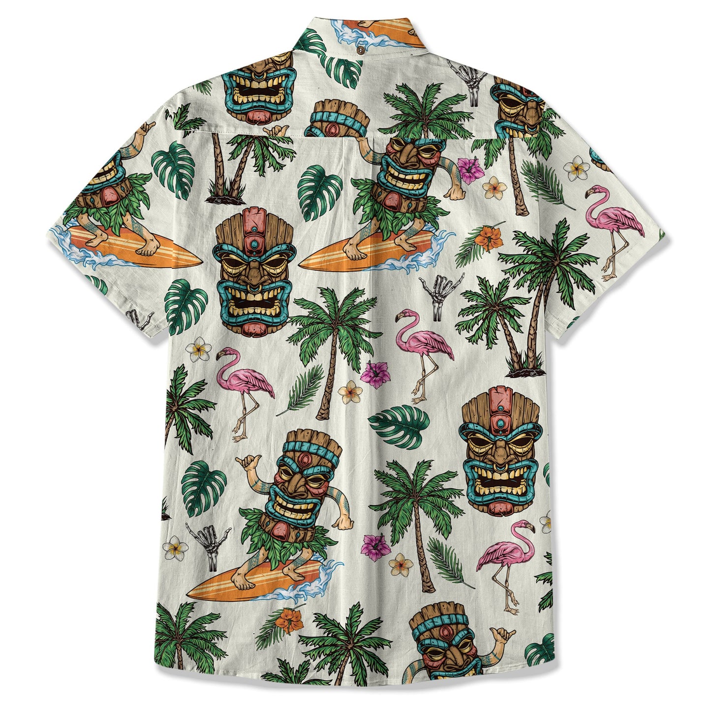 Tiki Mask Hawaii Shirt, Aloha Flowers Surfing Tiki Hawaii Shirt