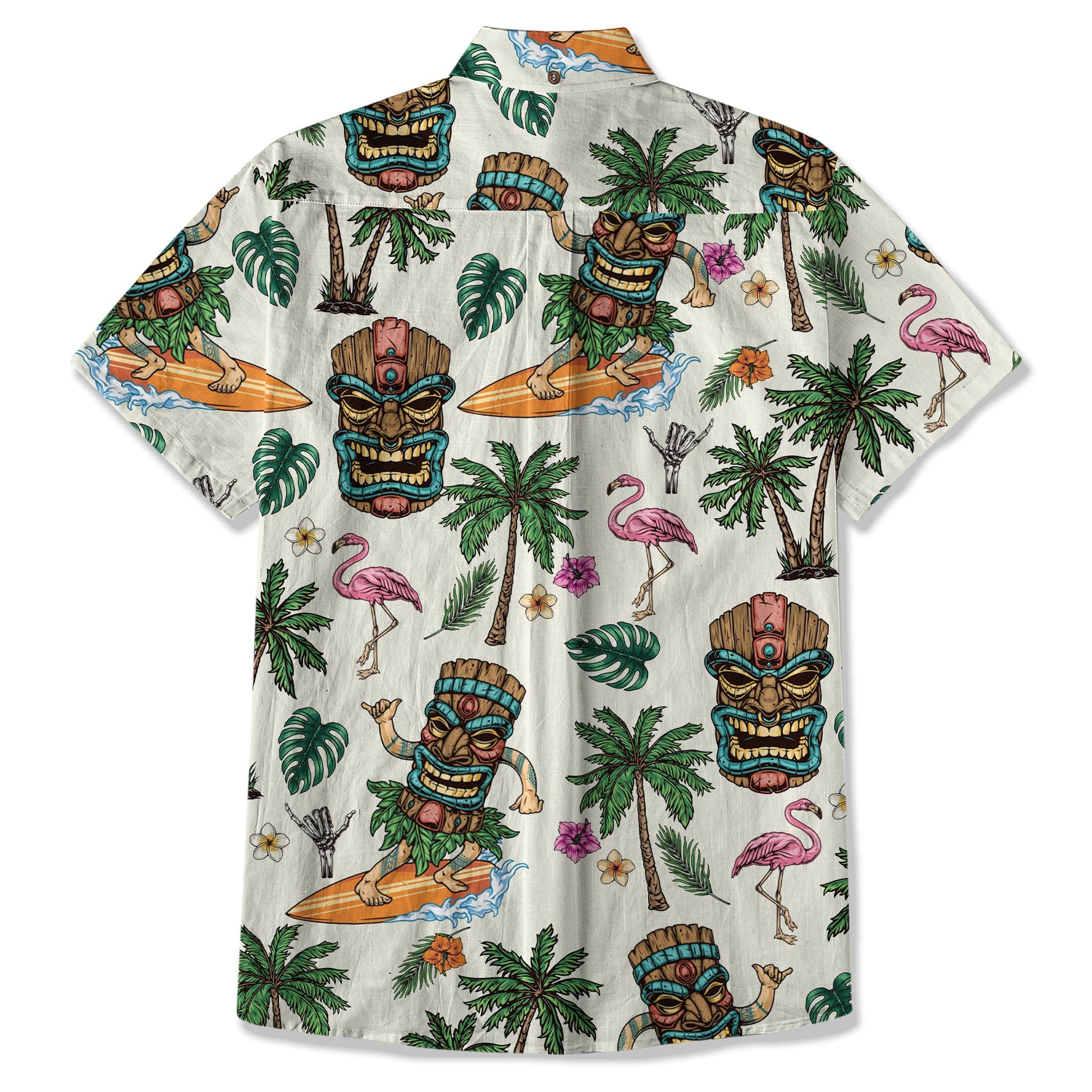 Tiki Mask Hawaii Shirt, Aloha Flowers Surfing Tiki Hawaii Shirt