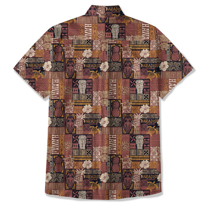 Tribal Tiki Hawaiian Style Tribal Motif Hawaii Shirt