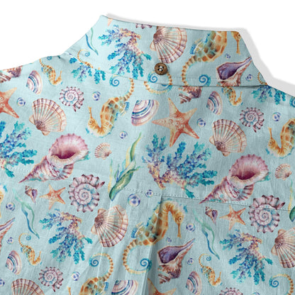 Ocean Animals Aloha Theme Hawaiian Shirt, Summer Vibes Button Down Hawaii Shirt