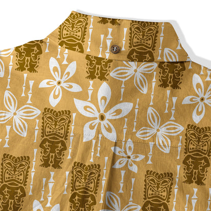 Tiki Hibiscus Flowers Hawaii Shirt