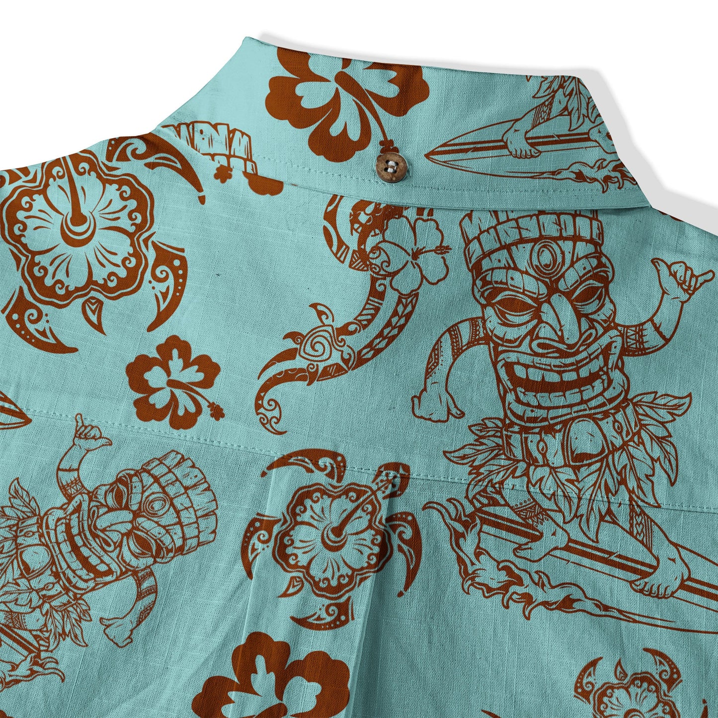 Tribal Tiki Mask Hawaii Shirt, Polynesian Hibiscus Flowers Shirt