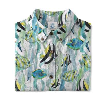 Ocean Animal Aloha Hawaiian Shirt, Sea Life Beach Button Up Hawaii Shirt