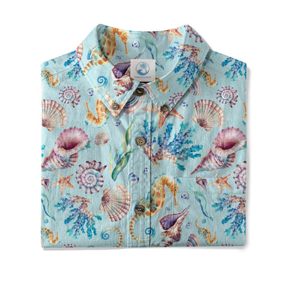 Ocean Animals Aloha Theme Hawaiian Shirt, Summer Vibes Button Down Hawaii Shirt
