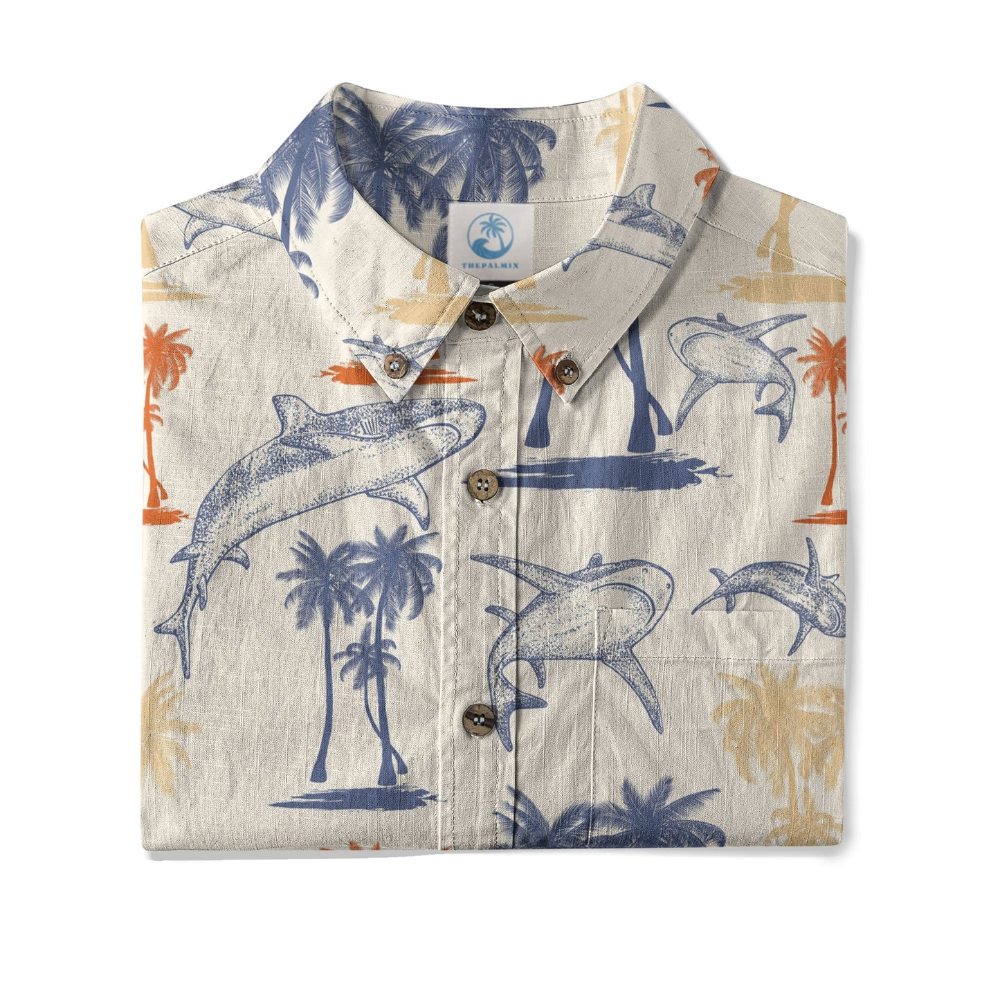 Sharks and Palms Islands Hawaiian Shirt, Ocean Animals Hawaii Shirt