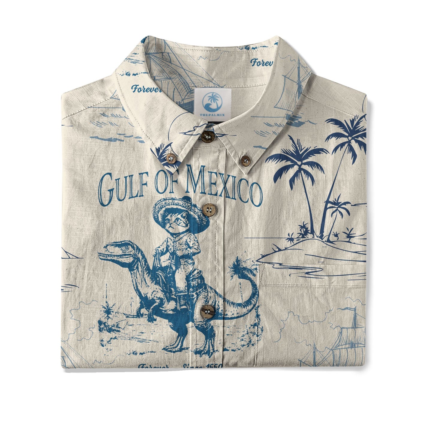 Gulf of Mexico Funny Cat Riding Dinosaurs Shirt