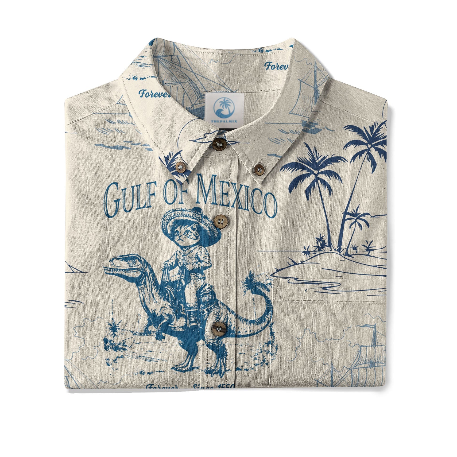 Gulf of Mexico Funny Cat Riding Dinosaurs Shirt