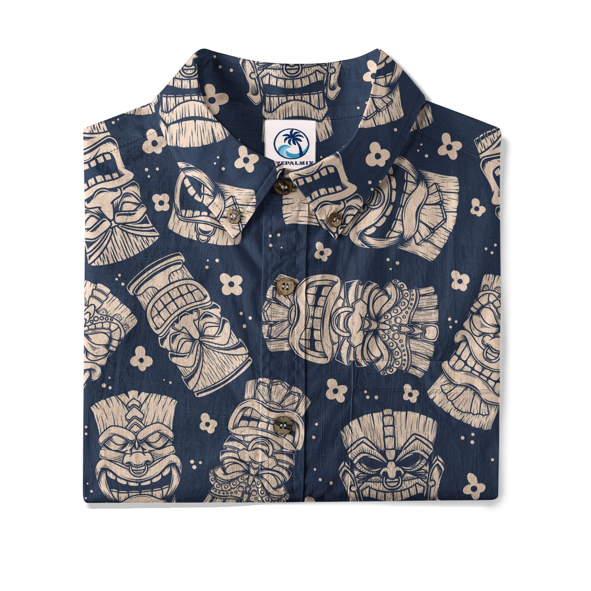 Tribal Tiki Hawaiian Shirt, Tiki Flowers Aloha Hawaii Shirt