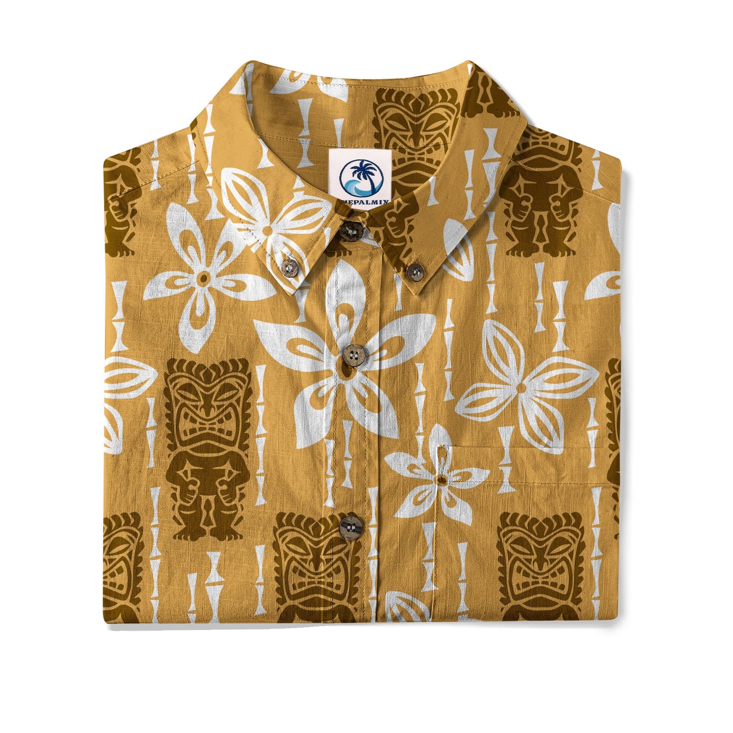 Tiki Hibiscus Flowers Hawaii Shirt