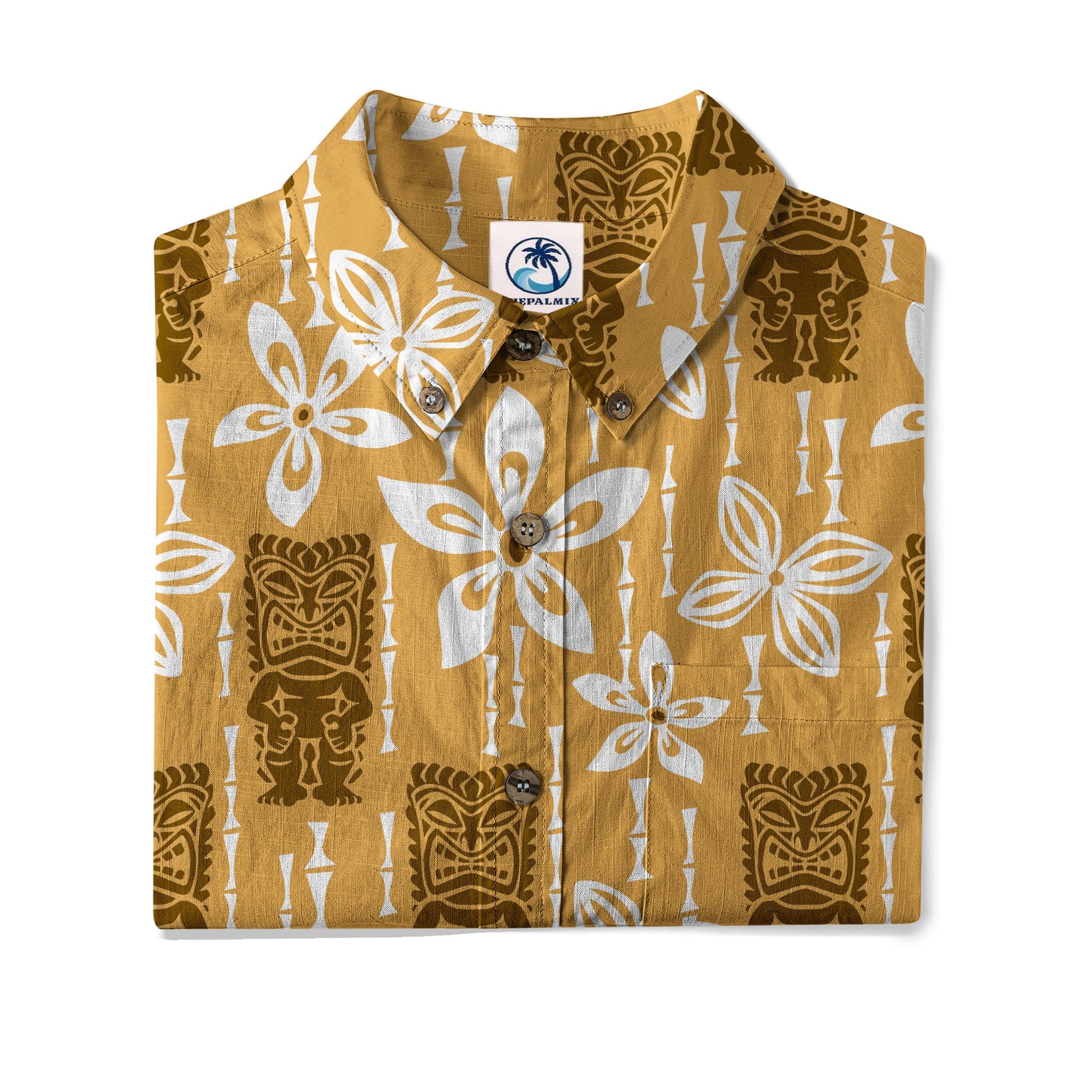 Tiki Hibiscus Flowers Hawaii Shirt