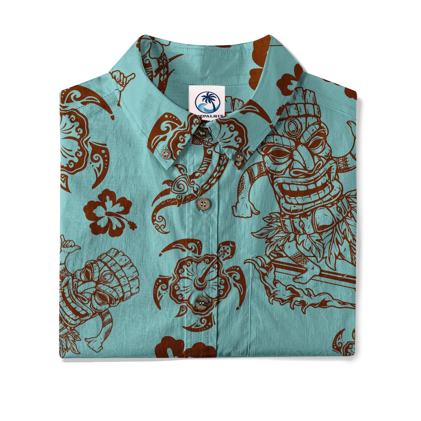 Tribal Tiki Mask Hawaii Shirt, Polynesian Hibiscus Flowers Shirt