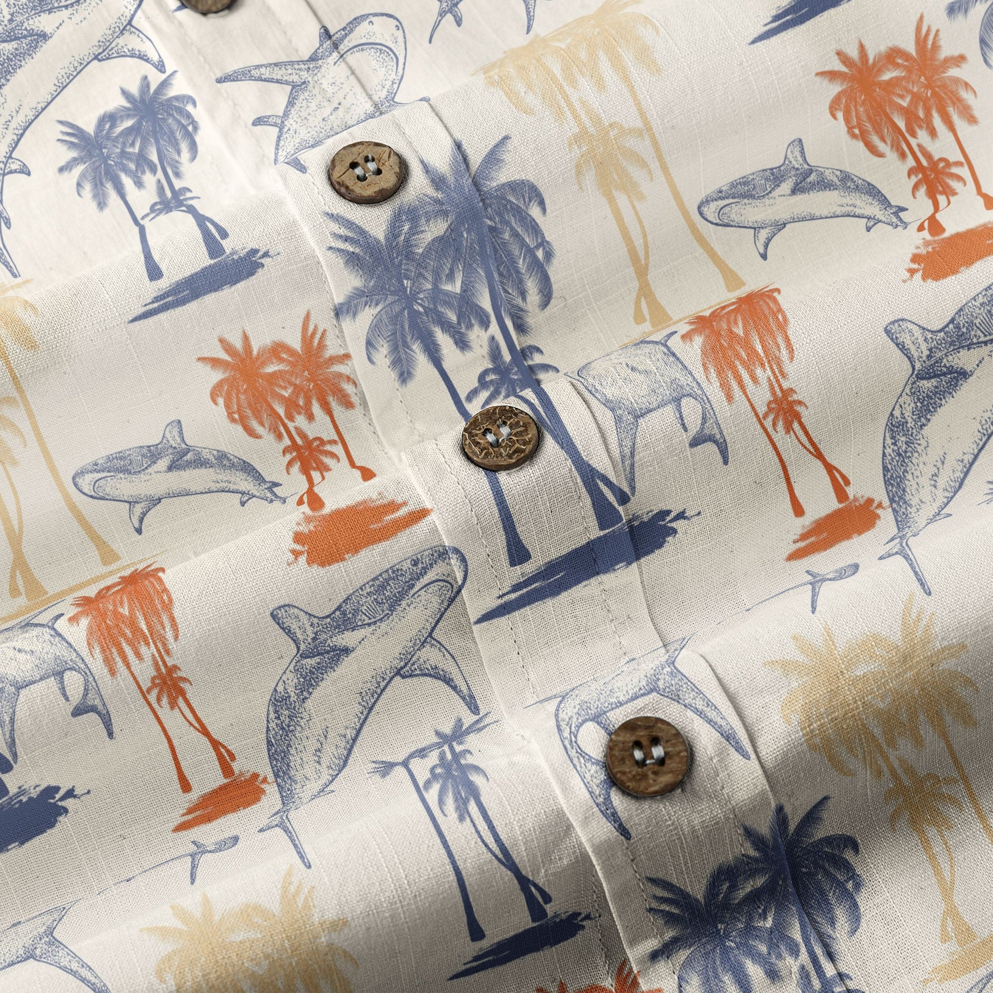 Sharks and Palms Islands Hawaiian Shirt, Ocean Animals Hawaii Shirt