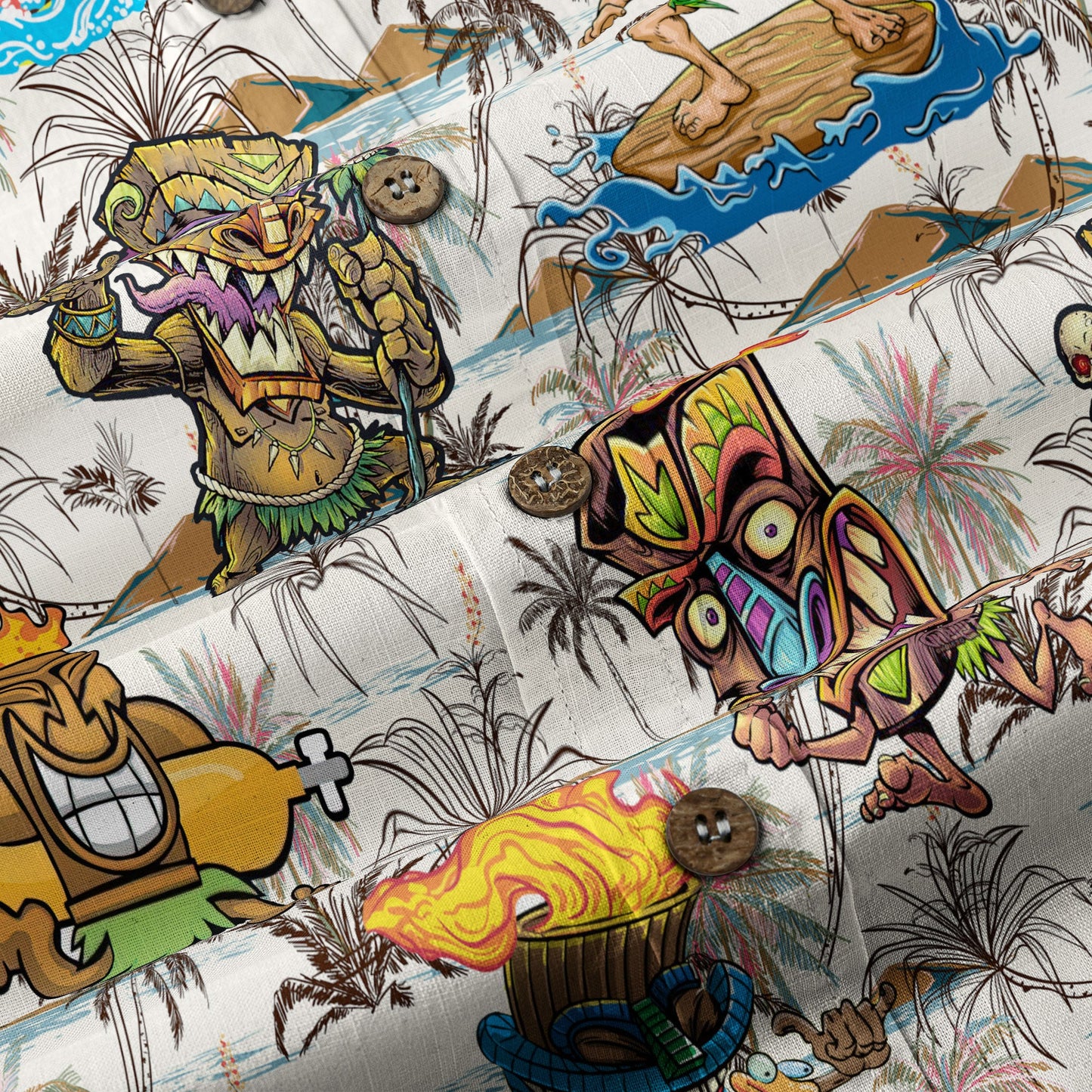 Tiki Mask Aloha Hawaii Shirt, Surfing Tiki Pattern Hawaiian Shirt