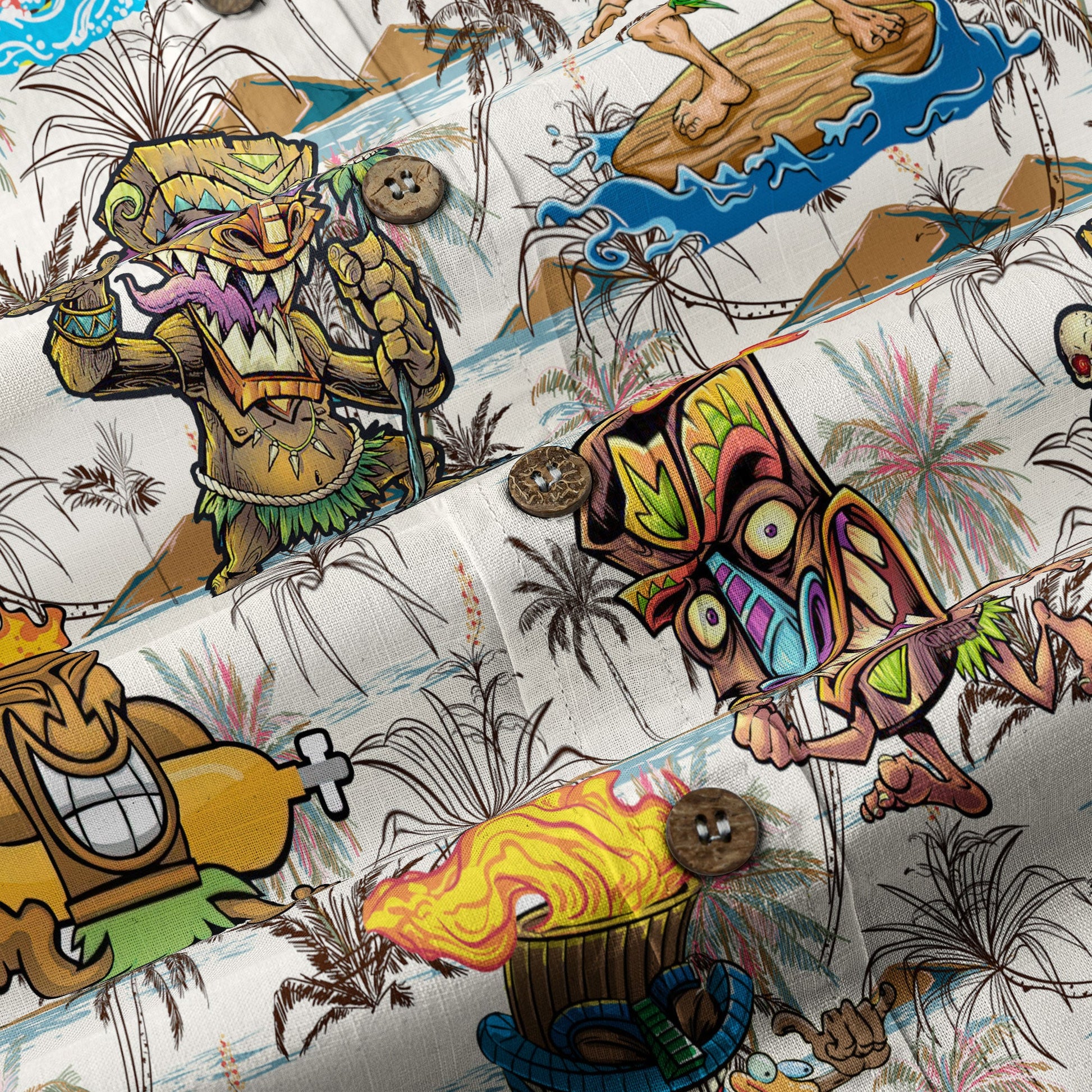 Tiki Mask Aloha Hawaii Shirt, Surfing Tiki Pattern Hawaiian Shirt