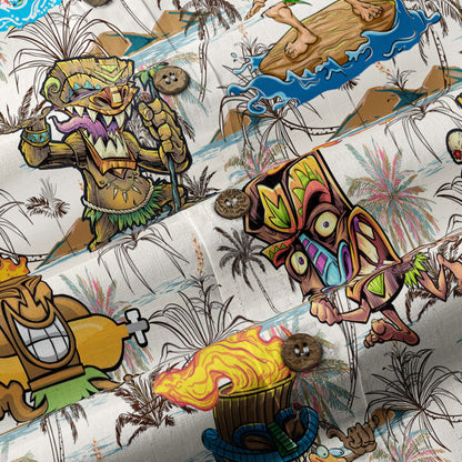 Tiki Mask Aloha Hawaii Shirt, Surfing Tiki Pattern Hawaiian Shirt