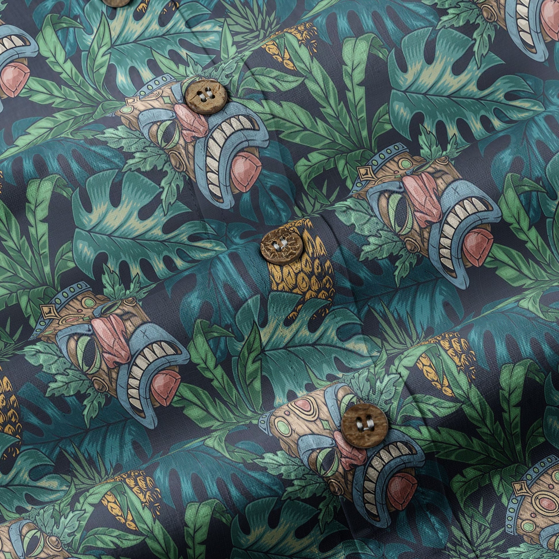 Polynesian Tiki Mask And Hibiscus Flowers Hawaiian Shirt