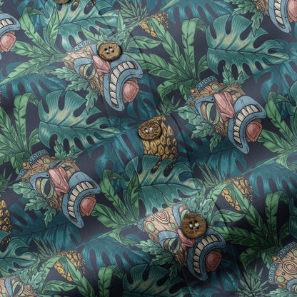 Polynesian Tiki Mask And Hibiscus Flowers Hawaiian Shirt