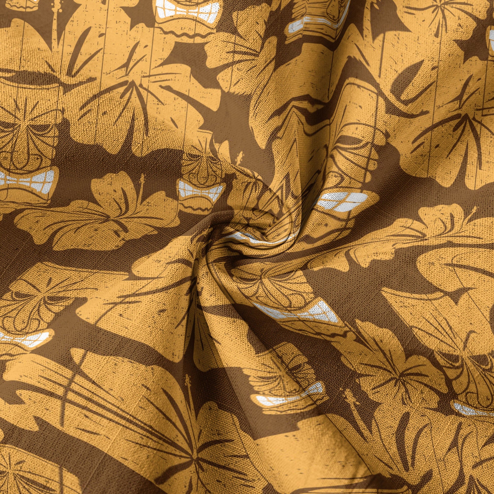 Tiki Mask Pattern Hawaiian Shirt, Tribal Tiki Hibiscus Pattern Hawaiian Shirt