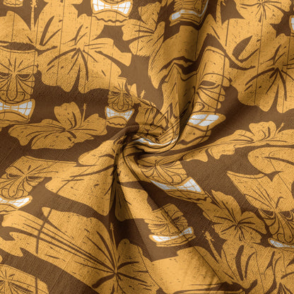 Tiki Mask Pattern Hawaiian Shirt, Tribal Tiki Hibiscus Pattern Hawaiian Shirt