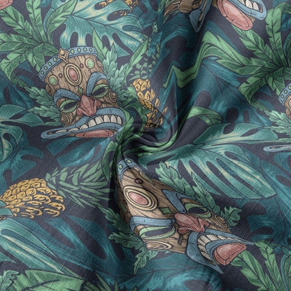 Polynesian Tiki Mask And Hibiscus Flowers Hawaiian Shirt