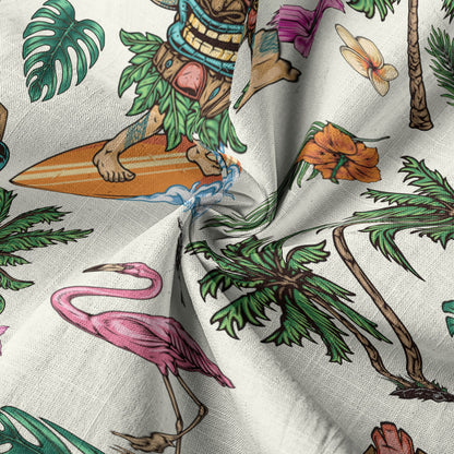 Tiki Mask Hawaii Shirt, Aloha Flowers Surfing Tiki Hawaii Shirt