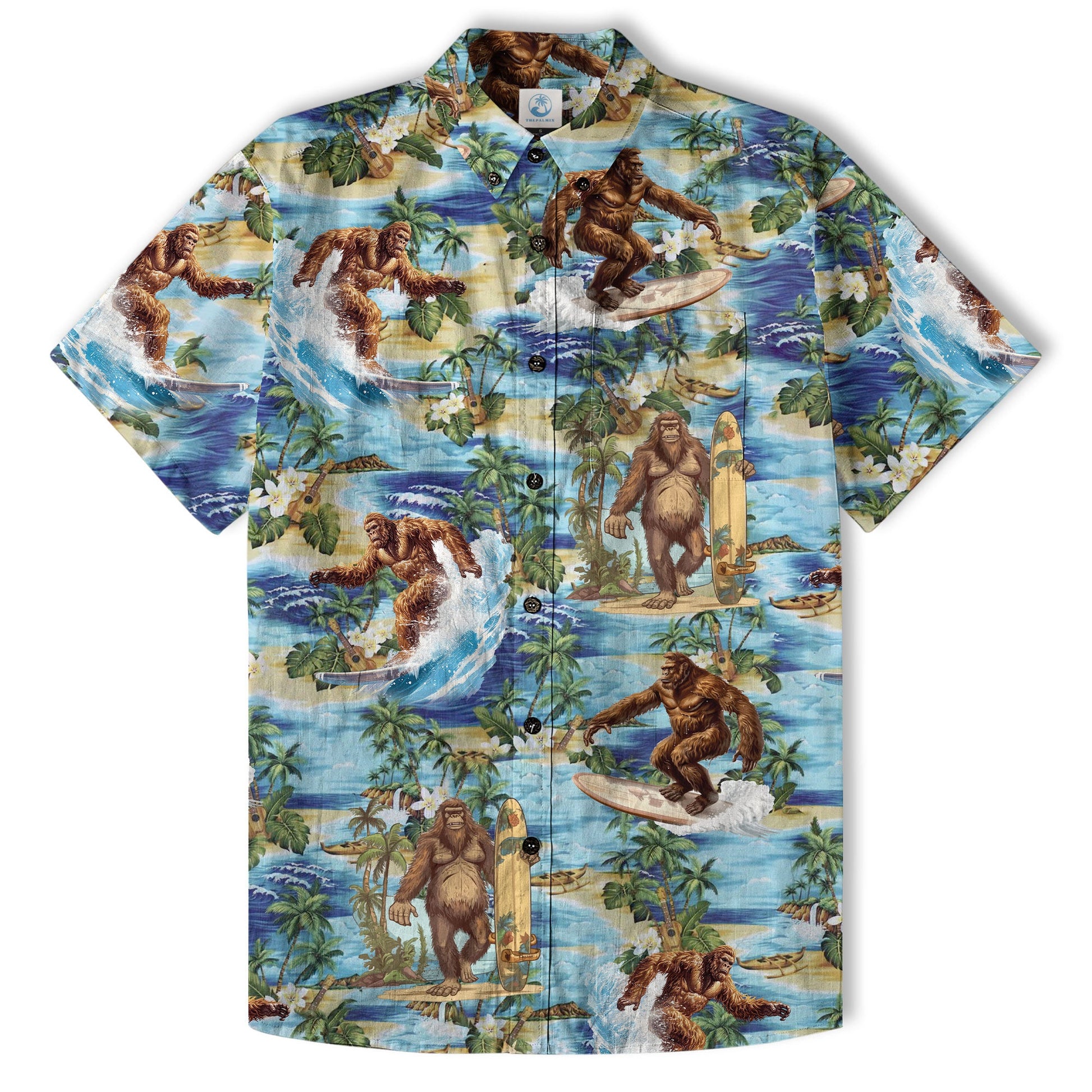 Bigfoot Tropical Hawaiian Shirt, Bigfoot Button-Up Shirt, Sasquatch Bigfoot Shirt, Summer Beach Shirt