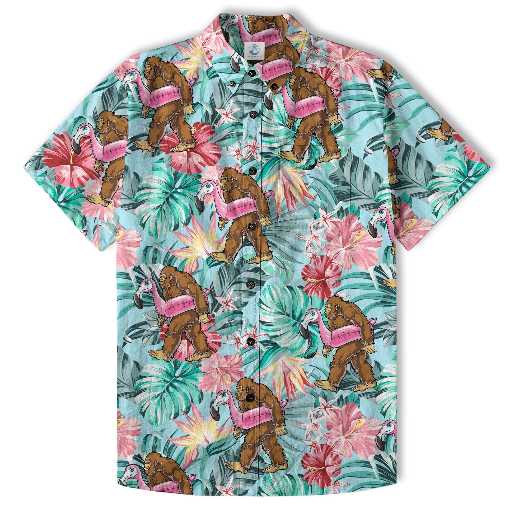 Bigfoot Tropical Hawaiian Shirt, Bigfoot Button-Up Shirt, Sasquatch Bigfoot Shirt, Summer Beach Shirt