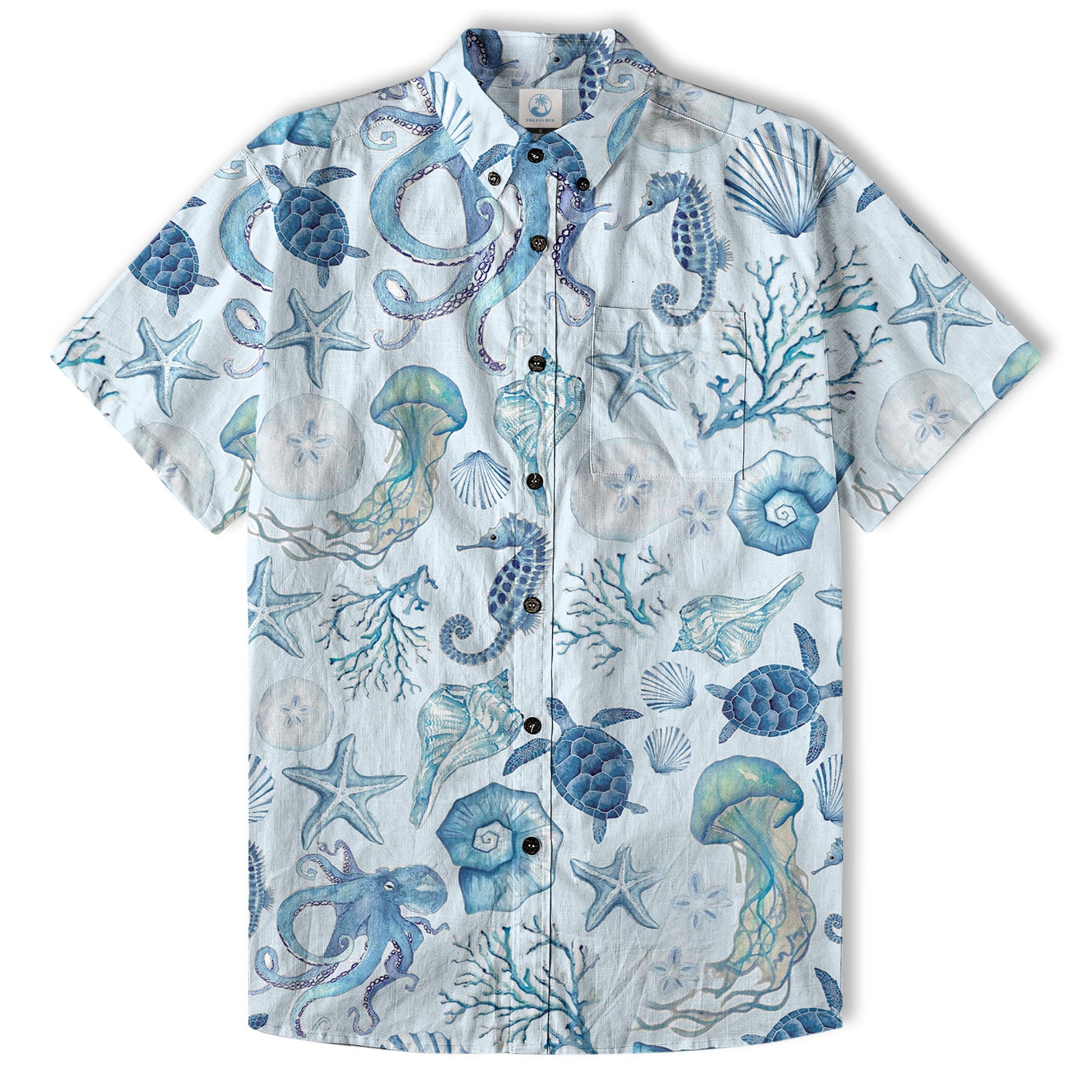 Turtle Hawaiian Shirt for Men, Ocean Animals Hawaiian Shirt