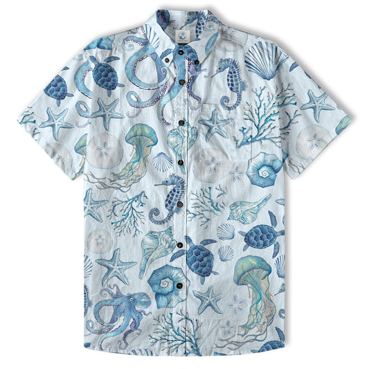 Turtle Hawaiian Shirt for Men, Ocean Animals Hawaiian Shirt