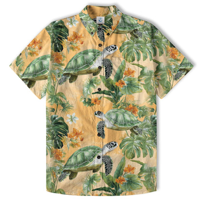 Tropical Turtle Hawaiian Shirts for Men Women, Sea Turtle Aloha Summer Beach Shirt