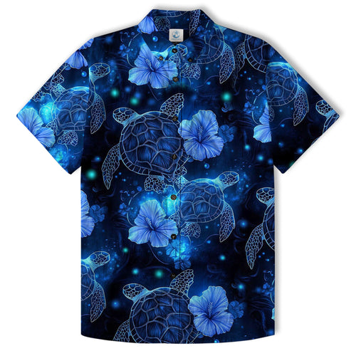 Neon Turtle Hawaiian Shirts for Men Women Youth, Vibrant Sea Turtle Aloha Summer Beach Shirt