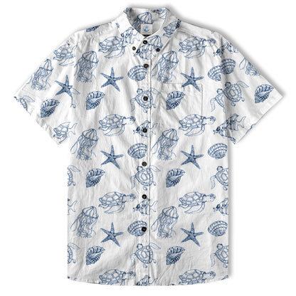 Sea Turtle Hawaiian Shirt, Aloha Summer Beach Button Up Shirt